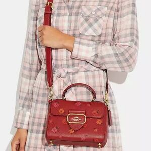 New Coach Morgan Top Handle Satchel Bag With Peony Print